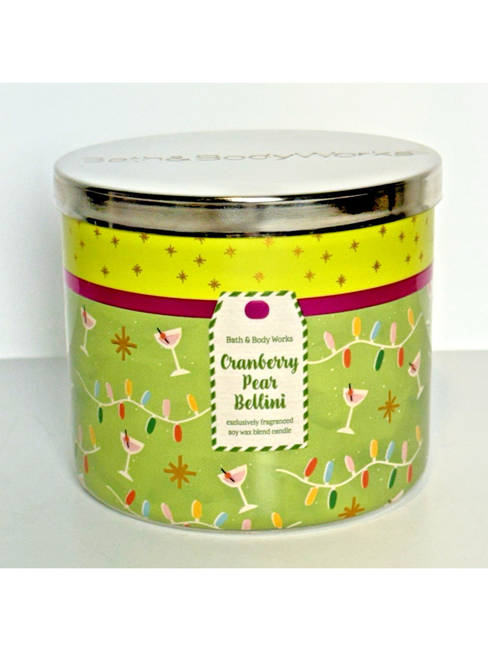 NEW Bath & Body Works CRANBERRY PEAR BELLINI 3 Wick Scented Candle 14.5oz